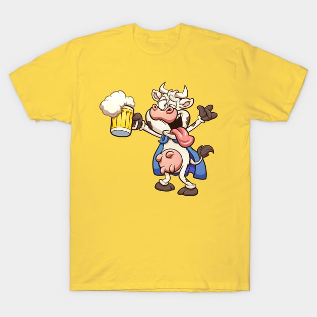 Drunk Super Cow T-Shirt by memoangeles